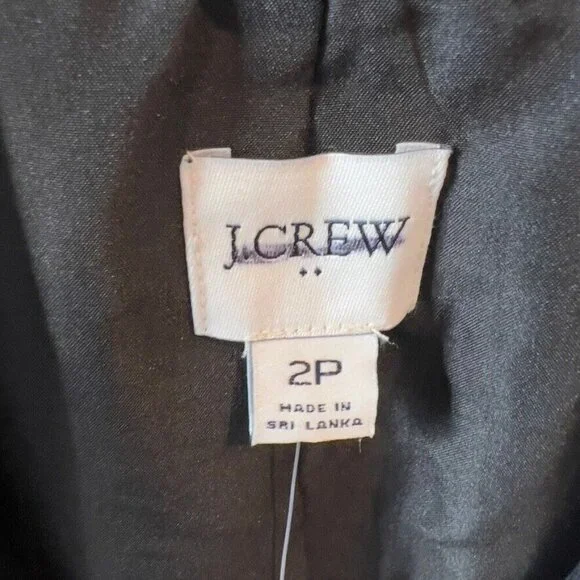 J.Crew Petite $218 Drapey twill double-breasted blazer Black Size 2P CB292